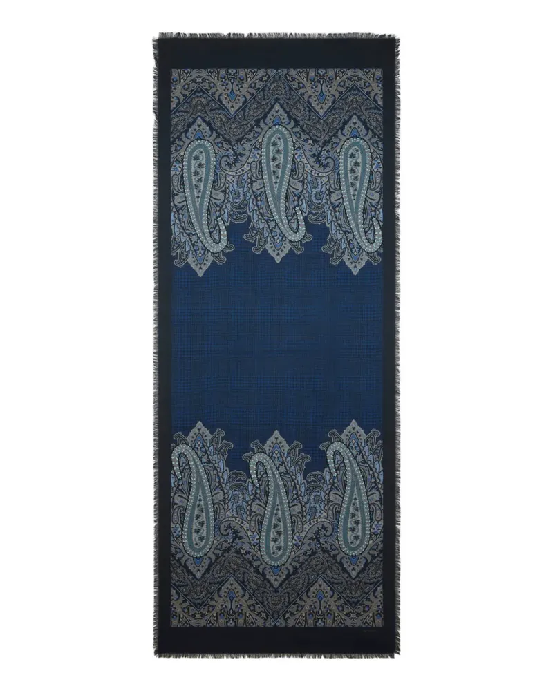 Etro paisley check motif scarf - Blau Blau