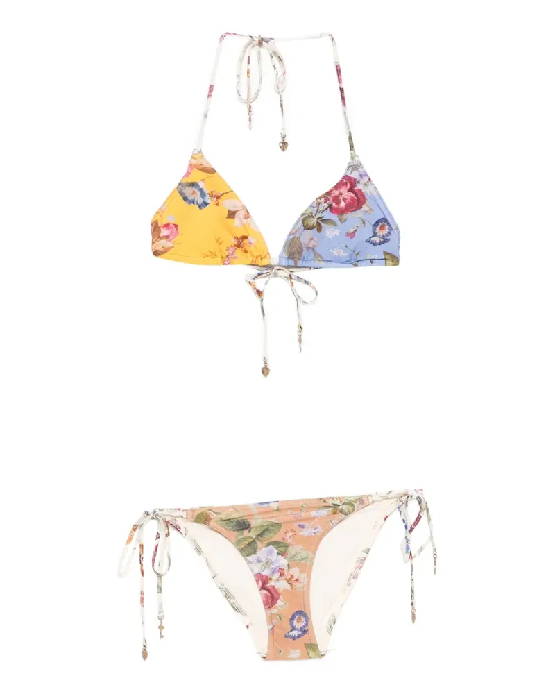 Zimmermann spliced print bikini - Nude Nude