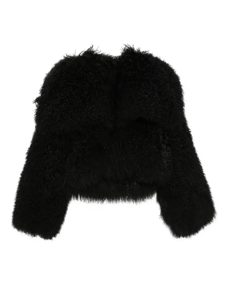 ATTICO Strukturierte Shearling-Jacke - Schwarz Schwarz