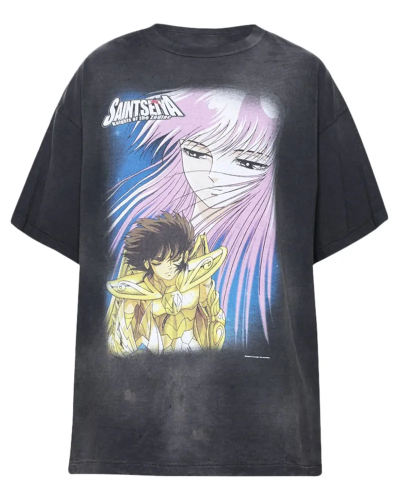 SAINT MXXXXXX T-Shirt mit Anime-Print Schwarz