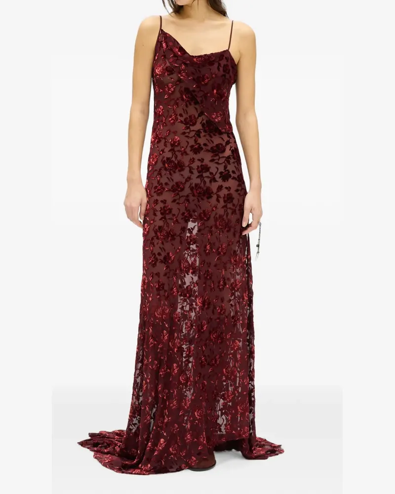 Ann Demeulemeester Maxikleid mit Devoré-Effekt - Rot Rot