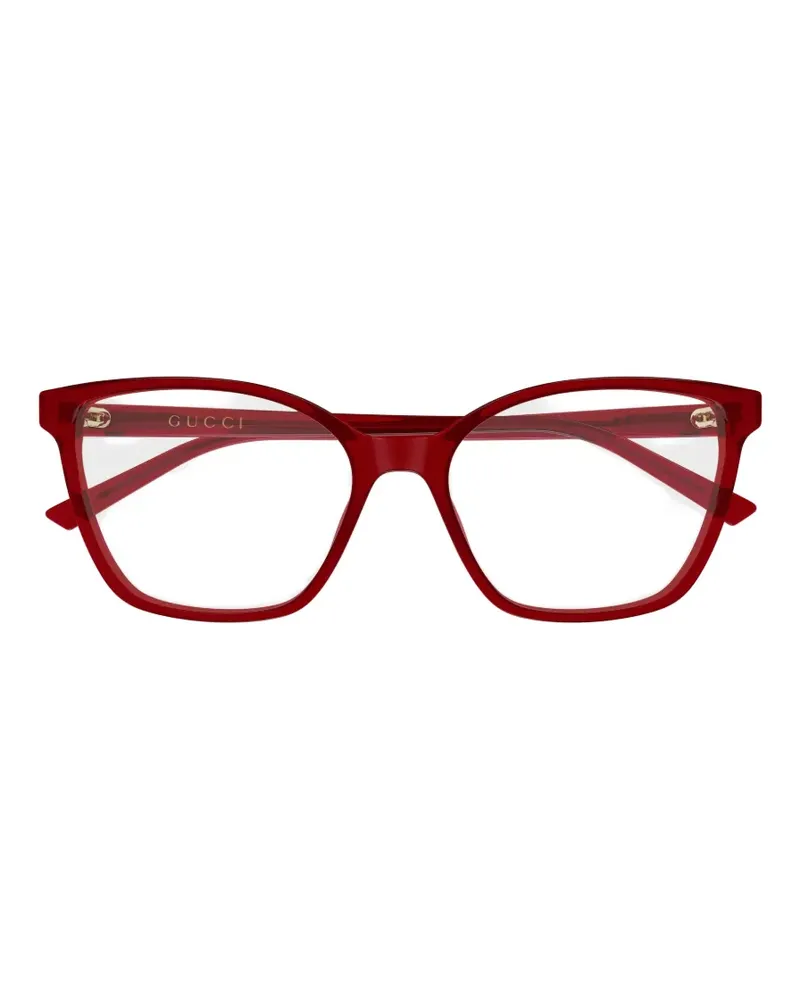 Gucci Cat-Eye-Brille mit Logo-Schild - Rot Rot