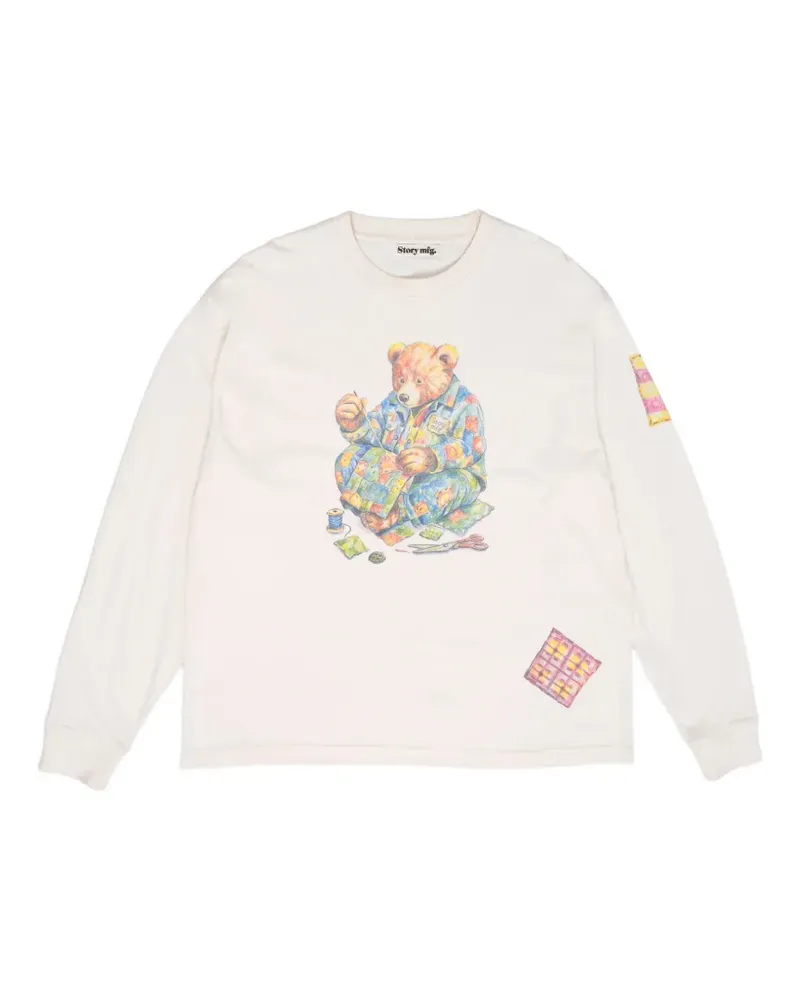STORY mfg. T-Shirt mit Grateful Bear-Print - Nude Nude