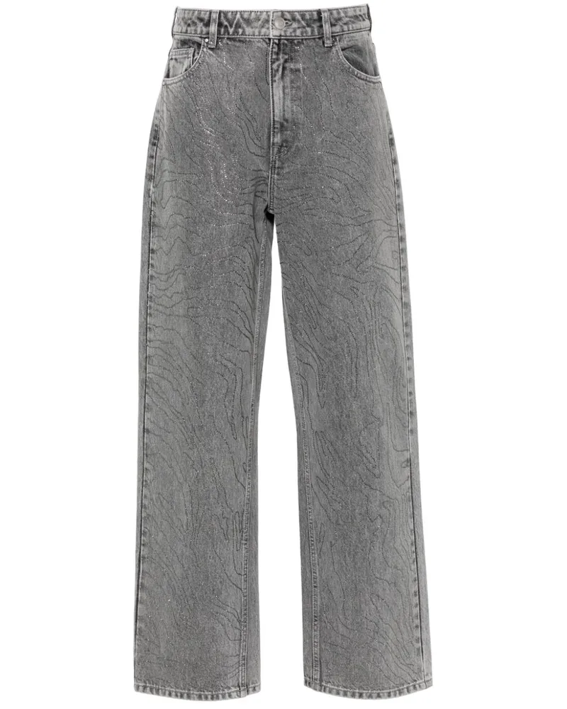 ROTATE Birger Christensen Weite High-Waist-Jeans Grau