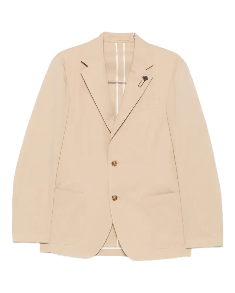 LARDINI flower-pin notch-lapel blazer - Nude Nude
