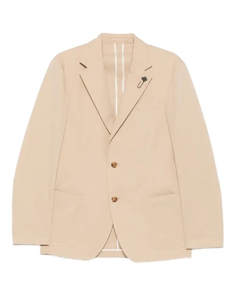 LARDINI flower-pin notch-lapel blazer - Nude Nude