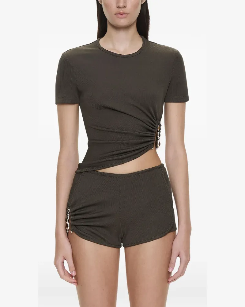 Christopher Esber Gerafftes Droplet Crystal T-Shirt - Braun Braun