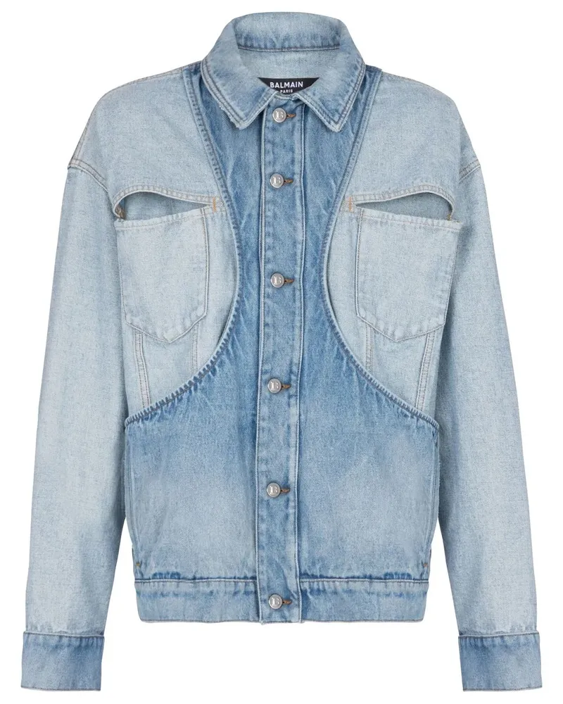 Balmain Jeansjacke mit Kontrasteinsätzen - Blau Blau