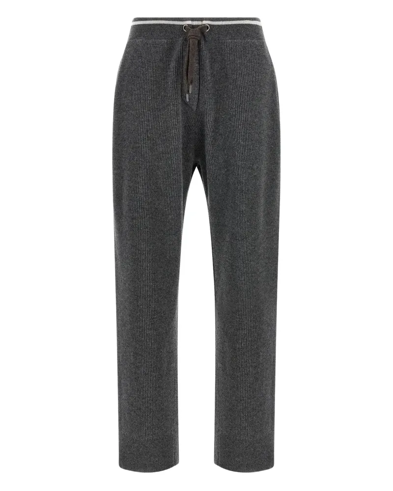 Brunello Cucinelli Gerippte Hose mit Kordelzug - Grau Grau