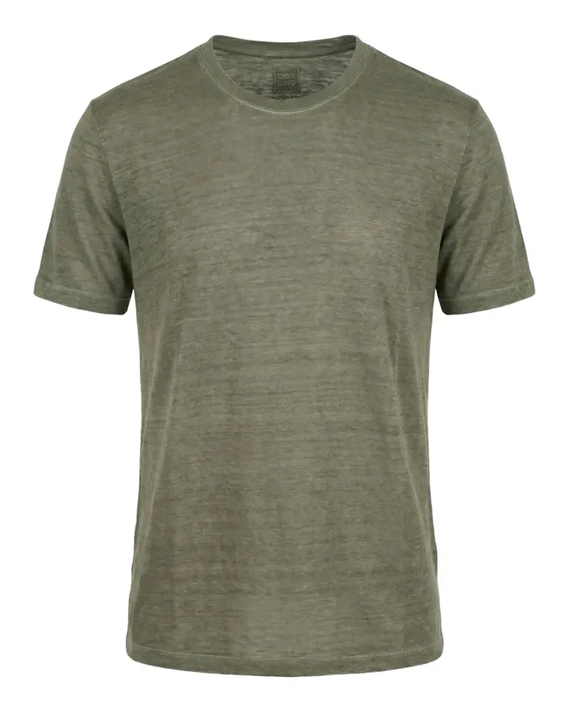 120% Lino slub-texture linen T-shirt - Grün Grün