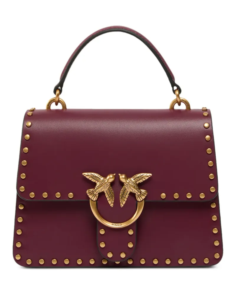 Pinko Mini Love Bag One Top Handle Light handbag in leather with mini studs - Rosa Rosa