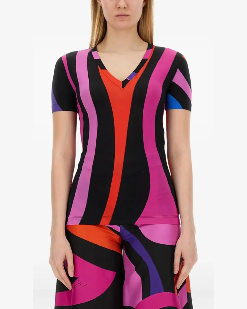 Emilio Pucci printed V-neck T-shirt - Schwarz Schwarz