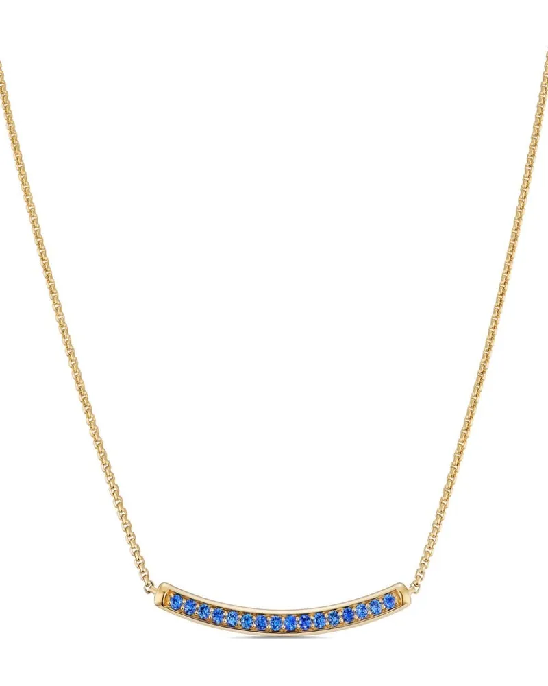 David Yurman 18kt Petit Pavé Bar Gelbgoldhalskette mit Saphir 1,25mm Gold