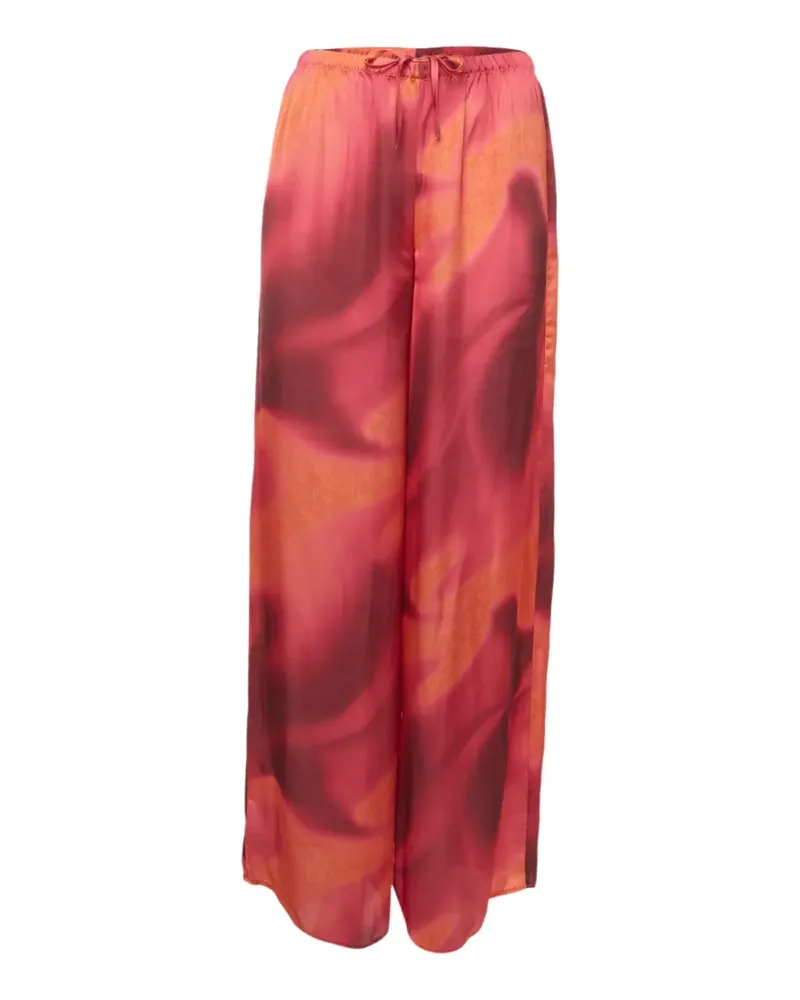 LES RÊVERIES abstract-print satin trousers - Rot Rot