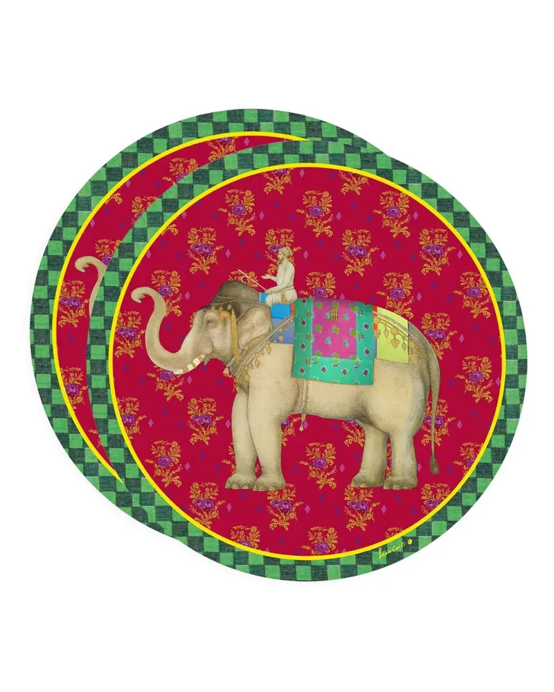 Lisa Corti Tischsets mit Elefant-Illustration - Rot Rot