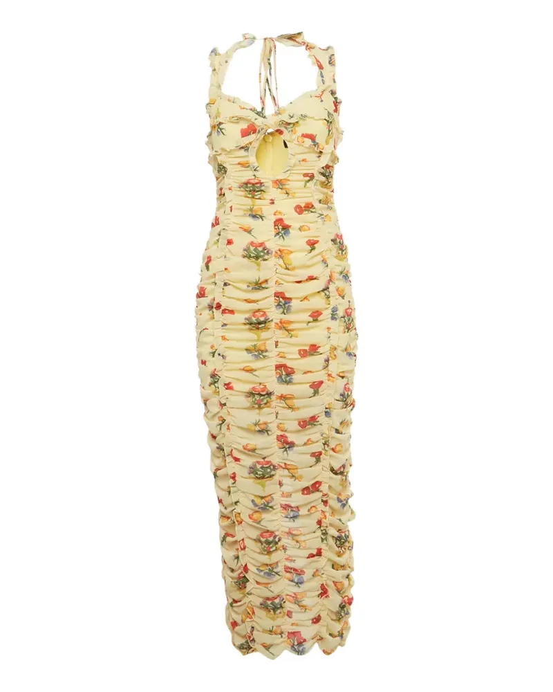 De La Vali floral-print ruched maxi dress - Gelb Gelb