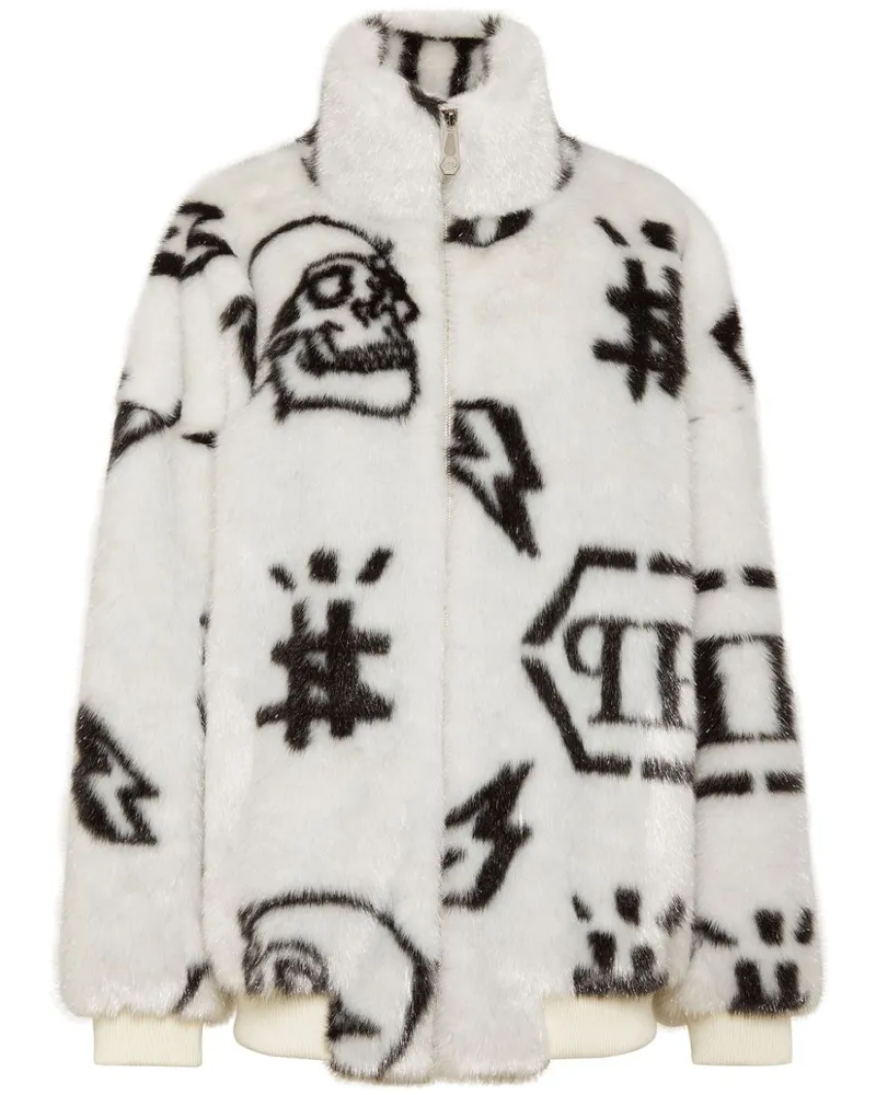 Philipp Plein Jacke mit Monogramm-Print - Weiß Weiß