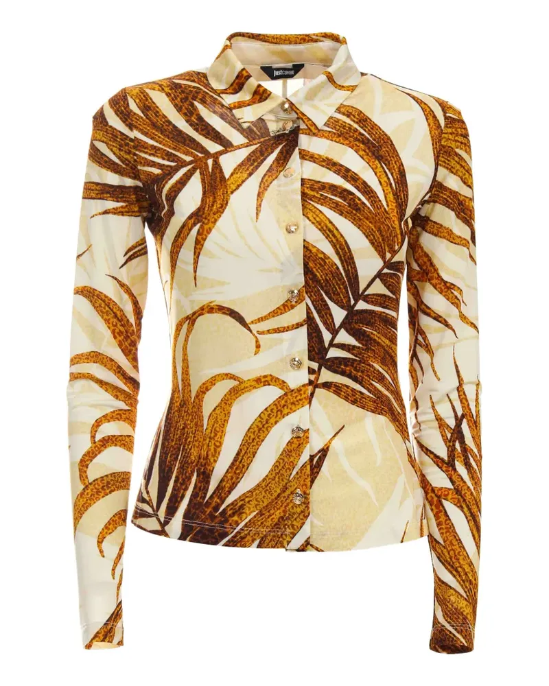 Just Cavalli Hemd mit Blatt-Print - Nude Nude