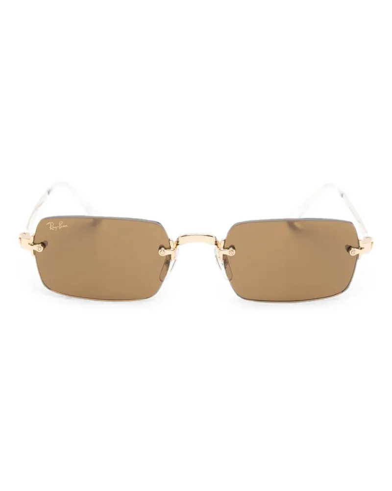 Ray Ban x Asap Rocky rimless rectangle-frame sunglasses - Gold Gold