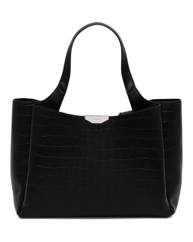 DKNY Tote Bag mit Kroko-Optik - Schwarz Schwarz