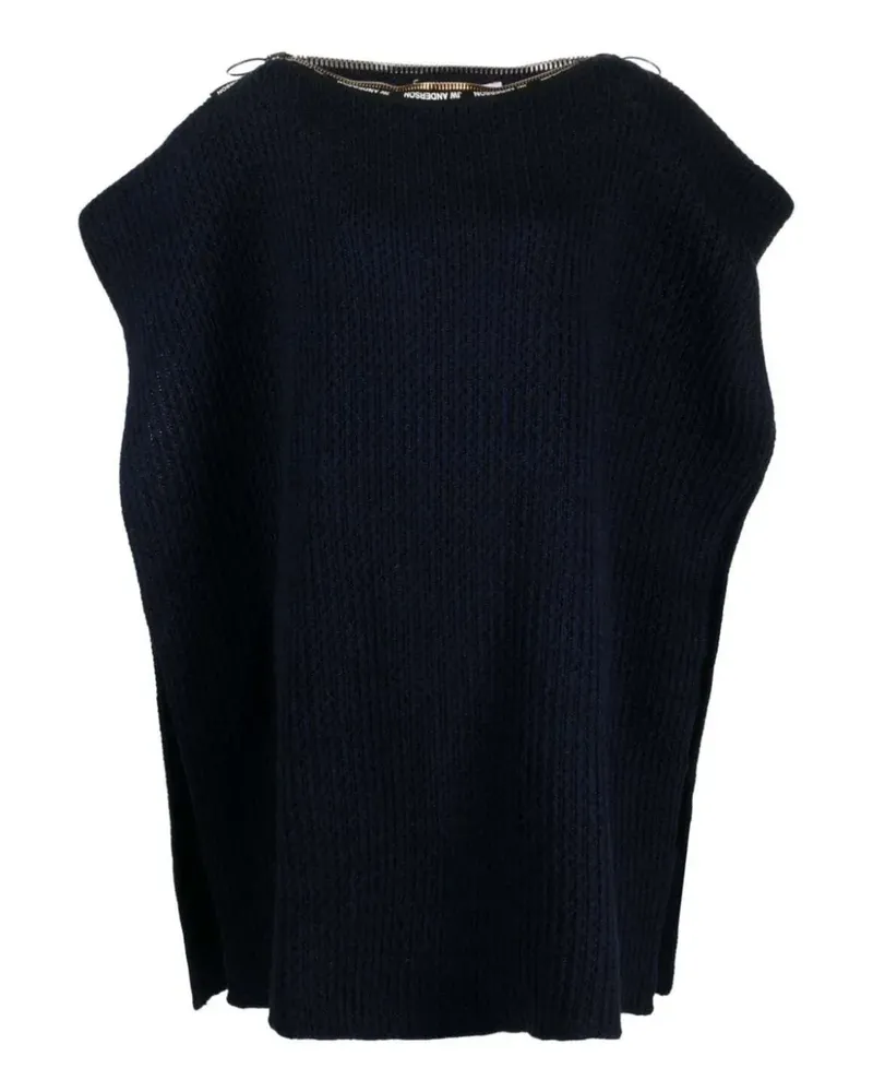 J.W.Anderson x A.P.C. gerippter Poncho mit Reißverschlussdetail - Blau Blau