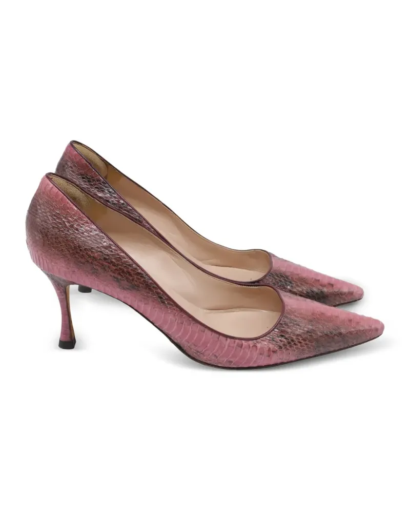 Manolo Blahnik snakeskin-pattern pointed-toe pumps - Rosa Rosa