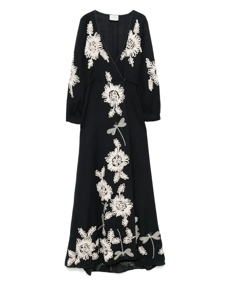 forte_forte Maxikleid mit Blumenstickerei - Blau Blau
