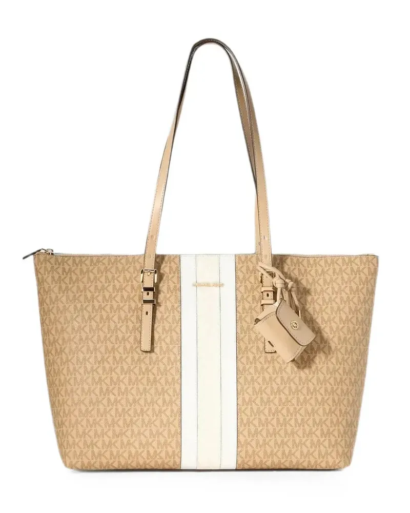 Michael Kors Gestreifter Tote Bag mit Monogramm-Print - Nude Nude