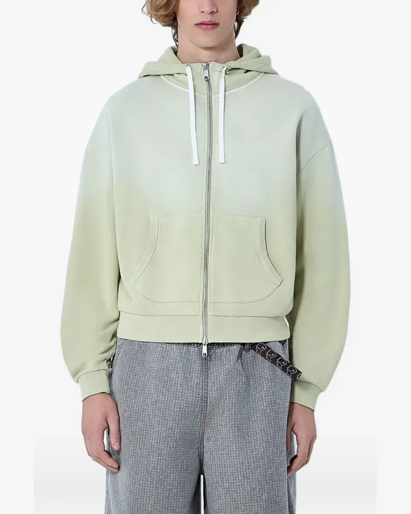 Brain Dead padded-elbow zip-up hoodie - Grün Grün