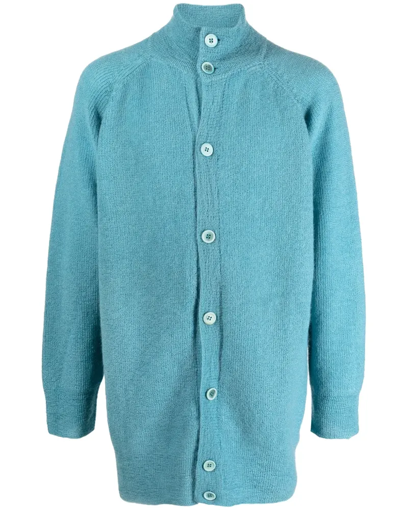 Yohji Yamamoto Geknöpfter Cardigan mit Stehkragen - Blau Blau