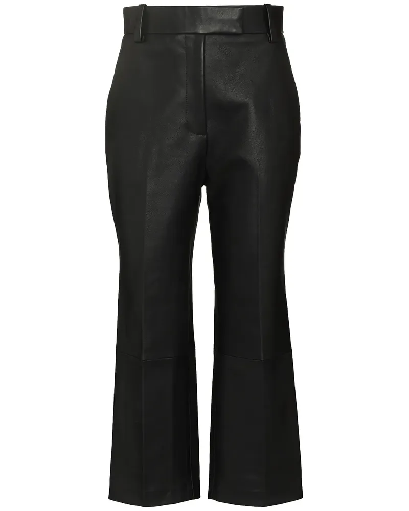 KHAITE Melie Cropped-Lederhose - Schwarz Schwarz