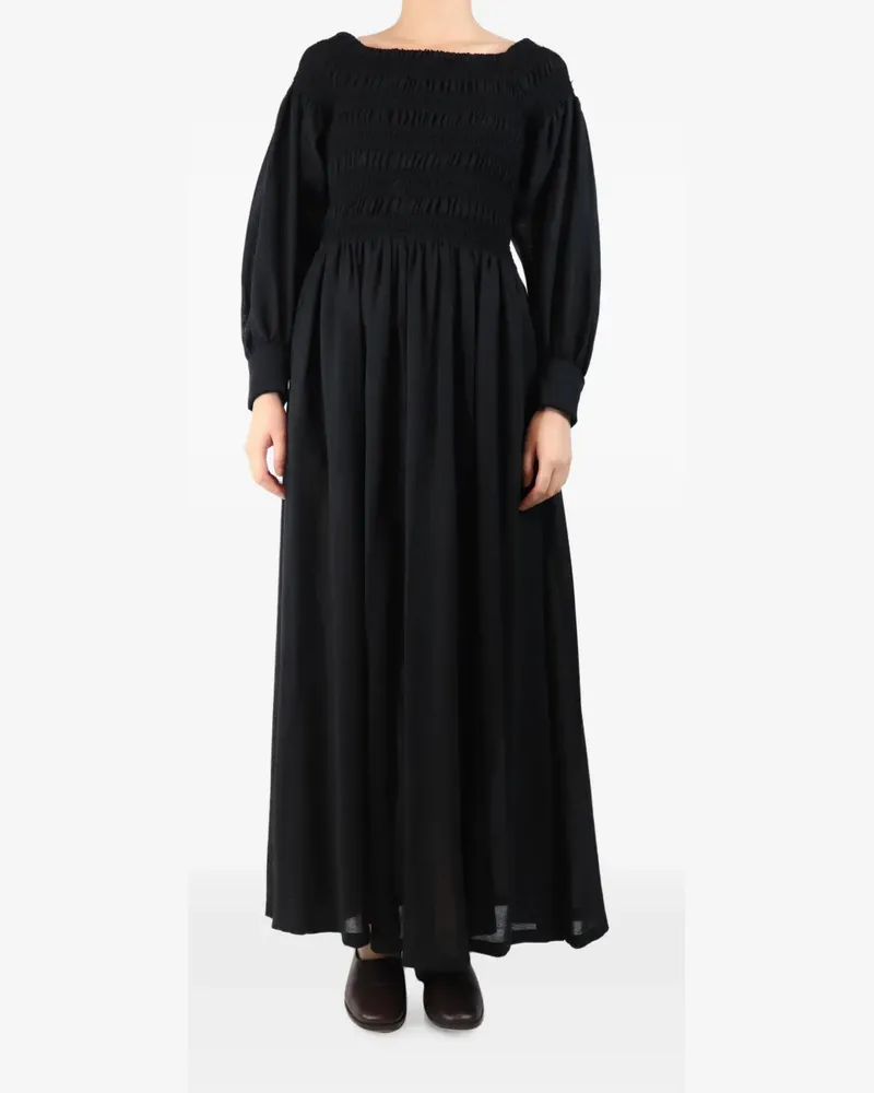 Max Mara shirred long-sleeved maxi dress - Schwarz Schwarz
