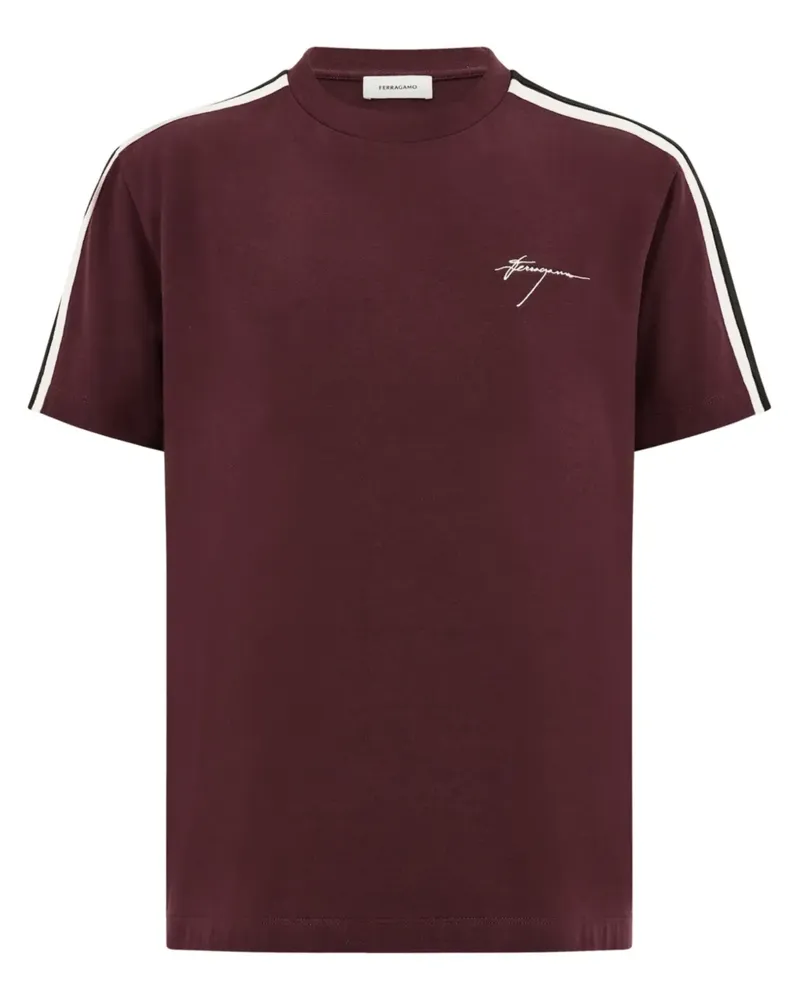 Ferragamo T-Shirt mit Seitenstreifen - Rot Rot