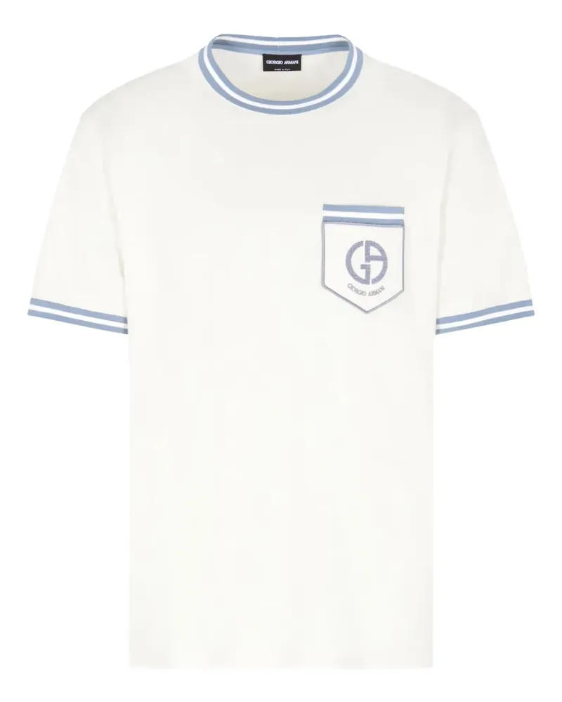 Giorgio Armani T-Shirt mit Brusttasche und Logo - Weiß Weiß