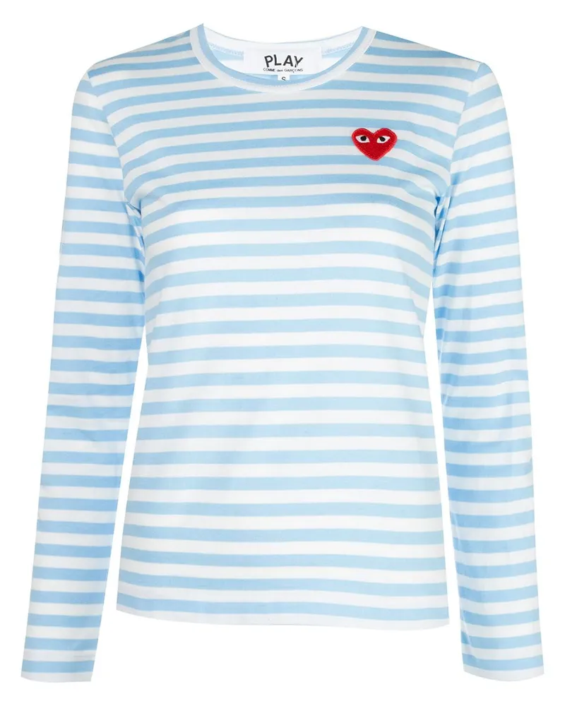 Comme des Garçons Gestreiftes Langarmshirt Blau