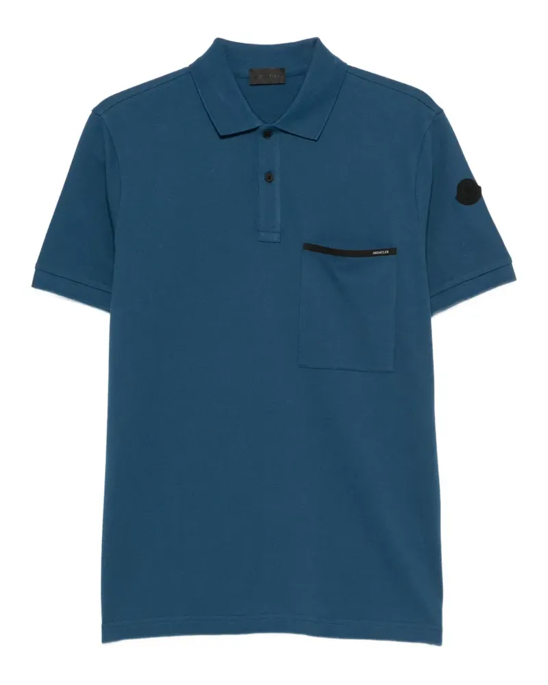 Moncler logo-patch chest-pocket polo shirt - Blau Blau