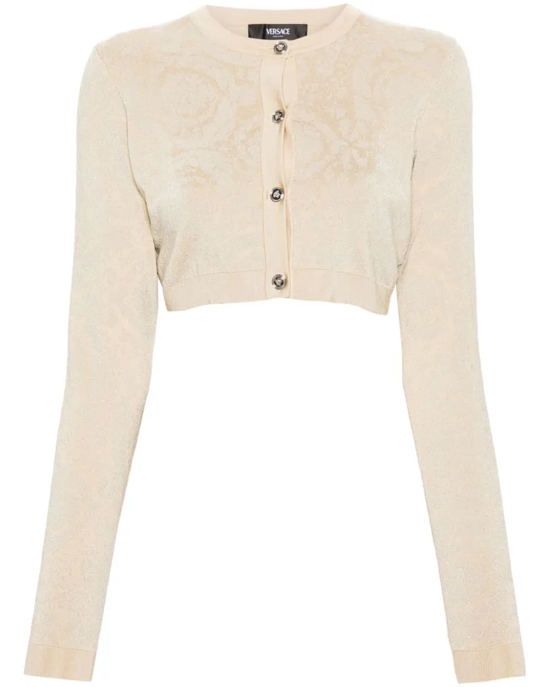 Versace Barocco Cropped-Cardigan aus Lurex - Nude Nude