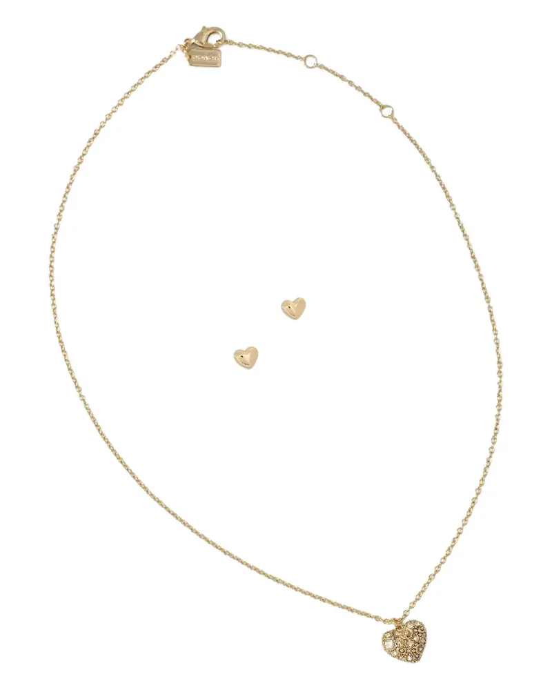 Coach heart necklace and earrings set - Gold Gold