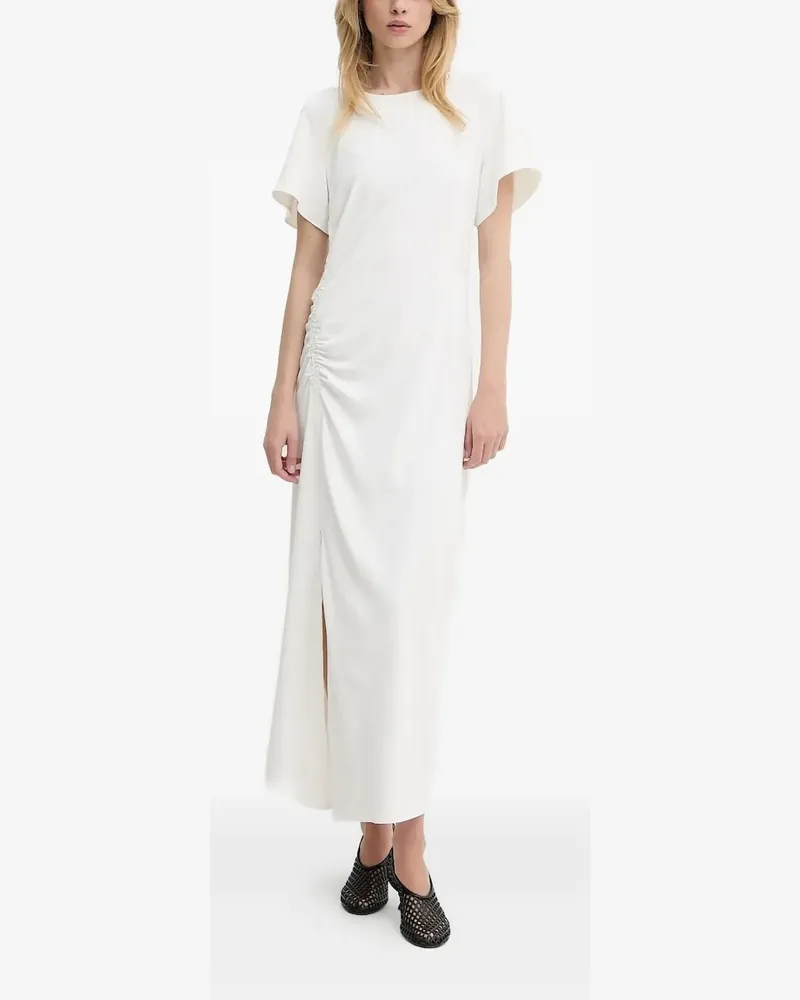 Samsøe & Samsøe Midikleid mit Raffungen - Weiß Weiß