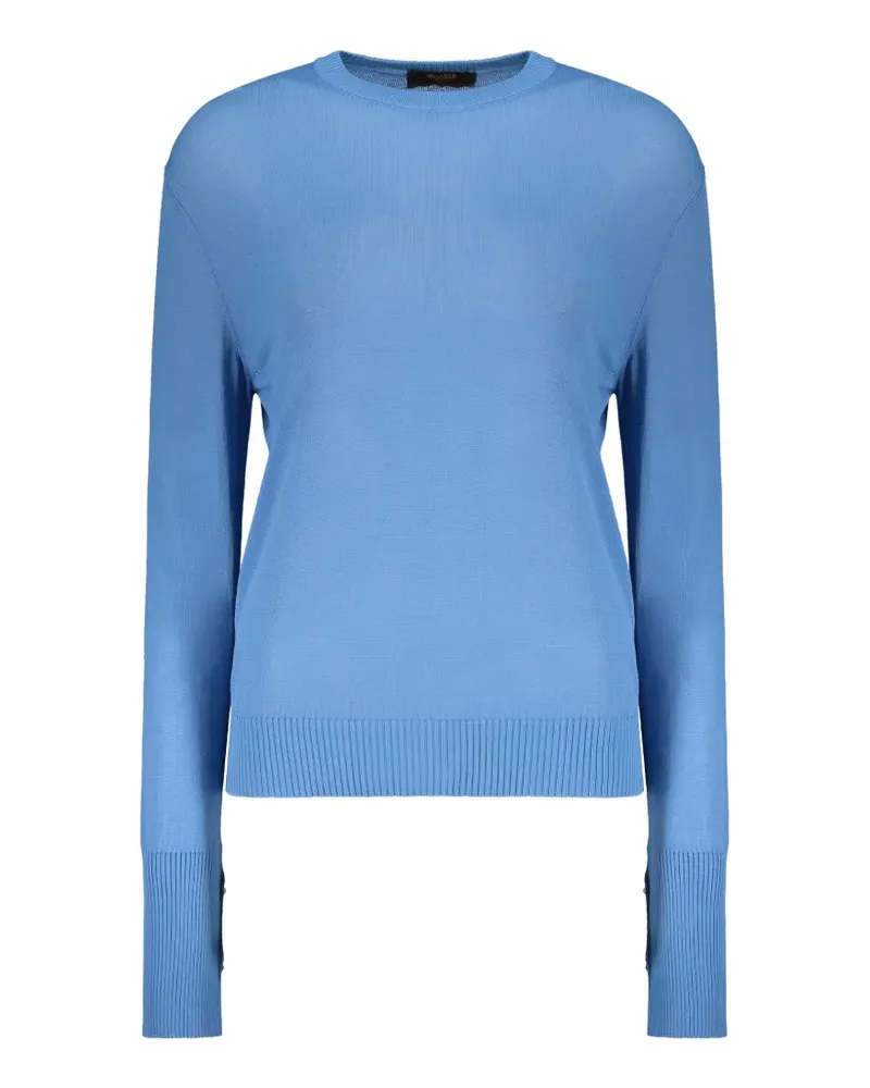 MOORER Gerippter Pullover mit Knopfdetail - Blau Blau