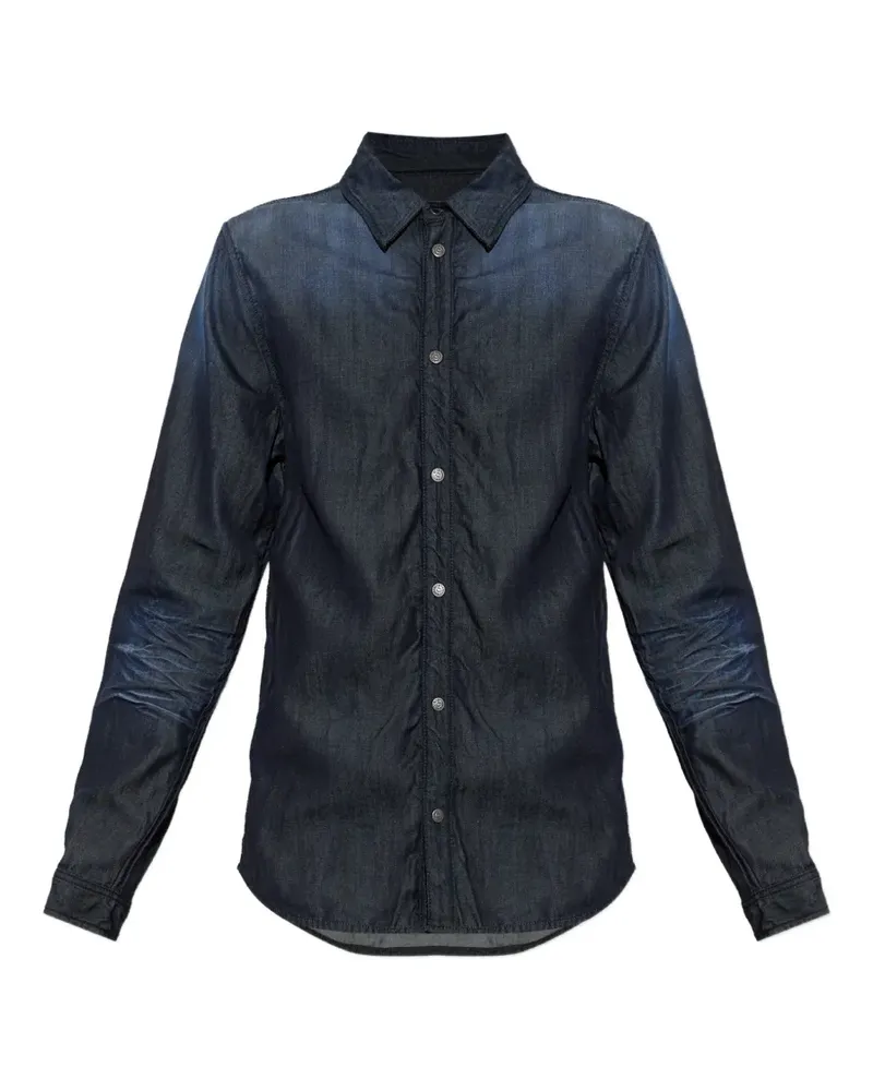 Diesel Jeanshemd mit Knitteroptik - Blau Blau