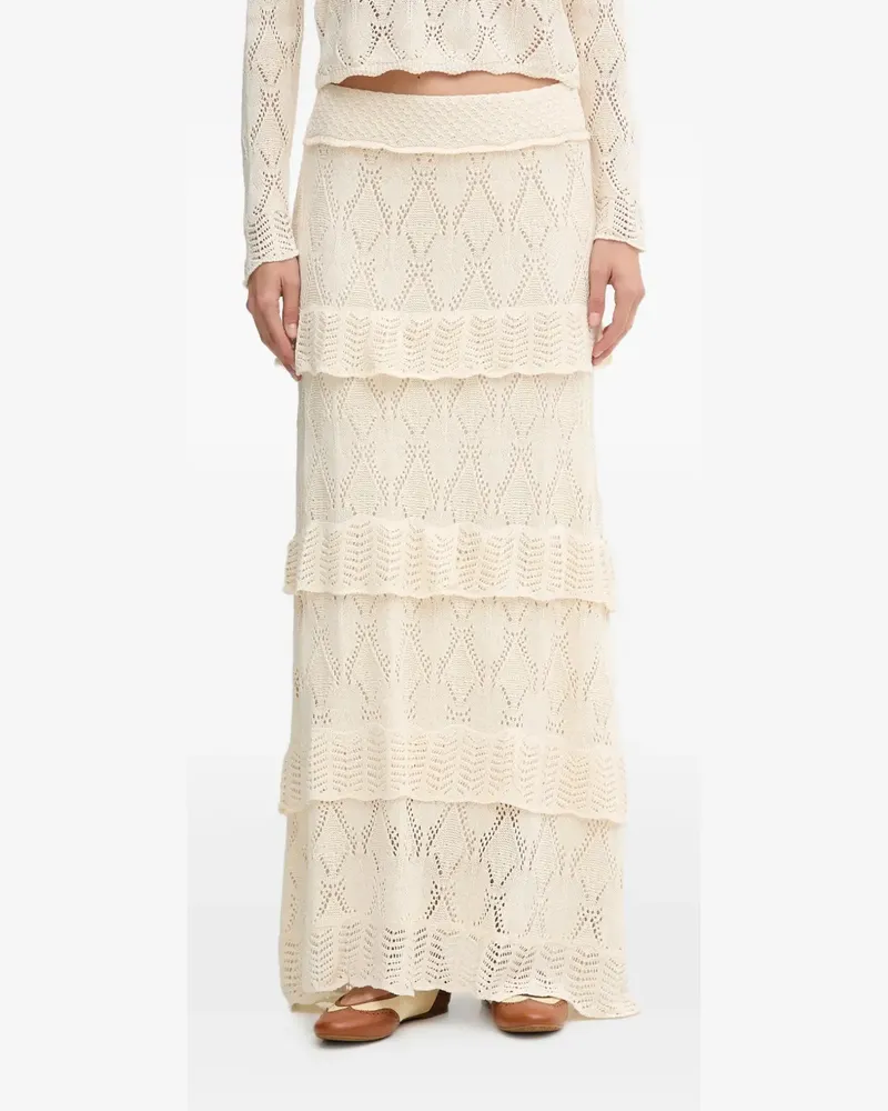 Hoss Intropia Raquel ruffled crochet skirt - Nude Nude