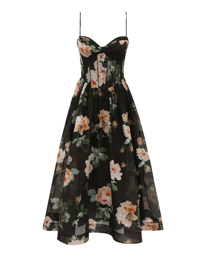 Zimmermann floral-print midi dress - Schwarz Schwarz