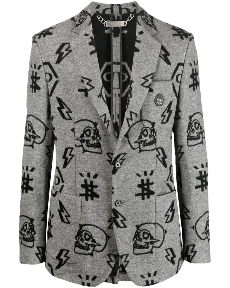 Philipp Plein Sakko mit grafischem Print - Grau Grau