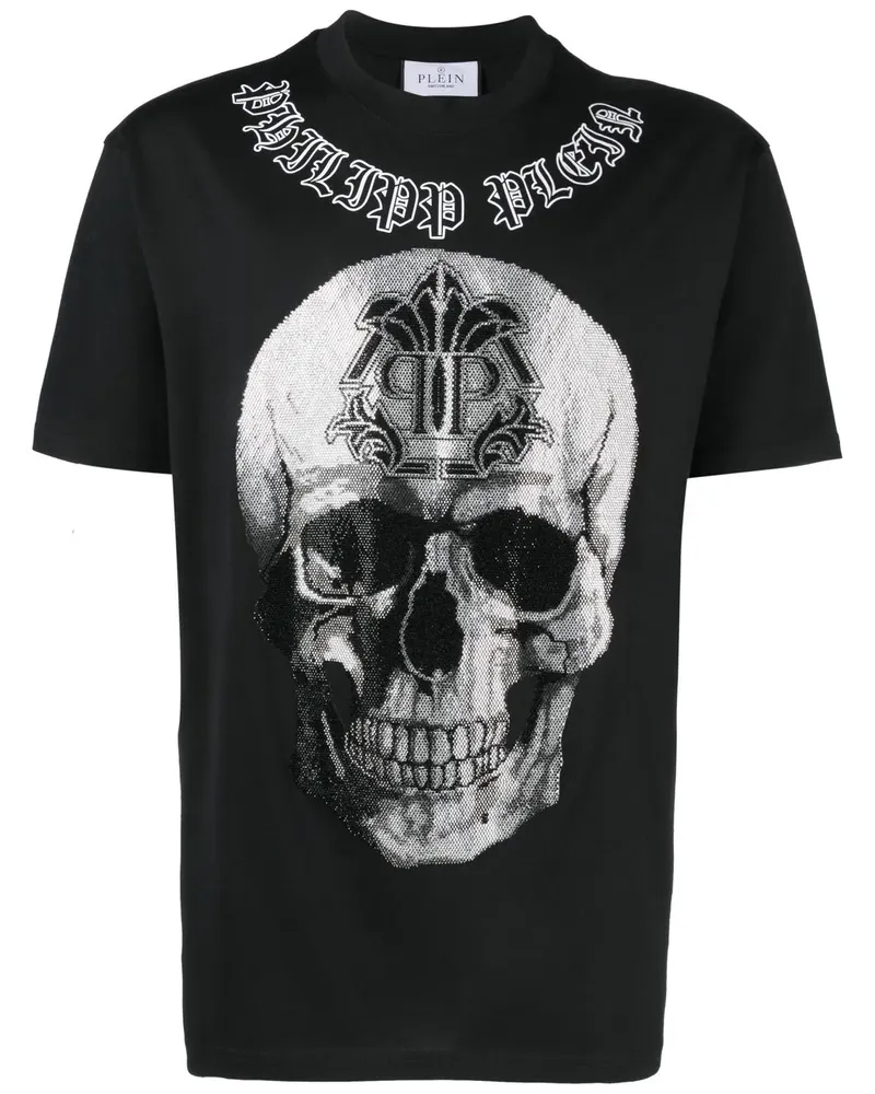 Philipp Plein T-Shirt mit Gothic Banner-Print - Schwarz Schwarz