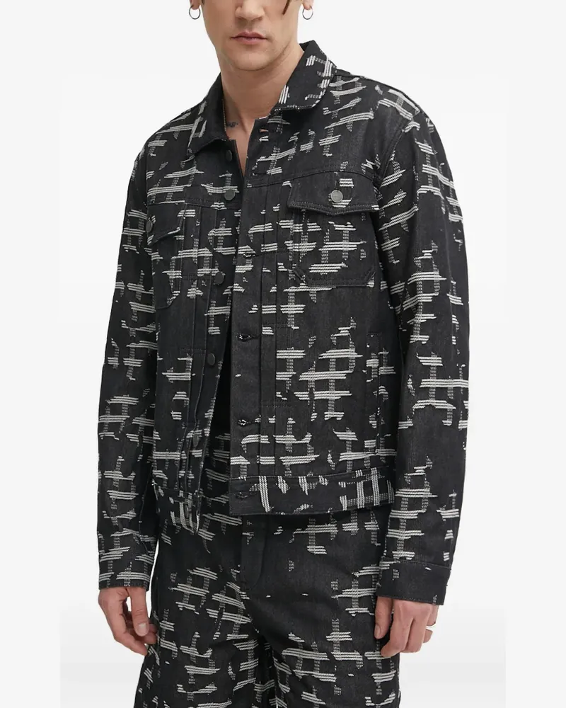IRO Gemusterte Yanis Hemdjacke - Schwarz Schwarz