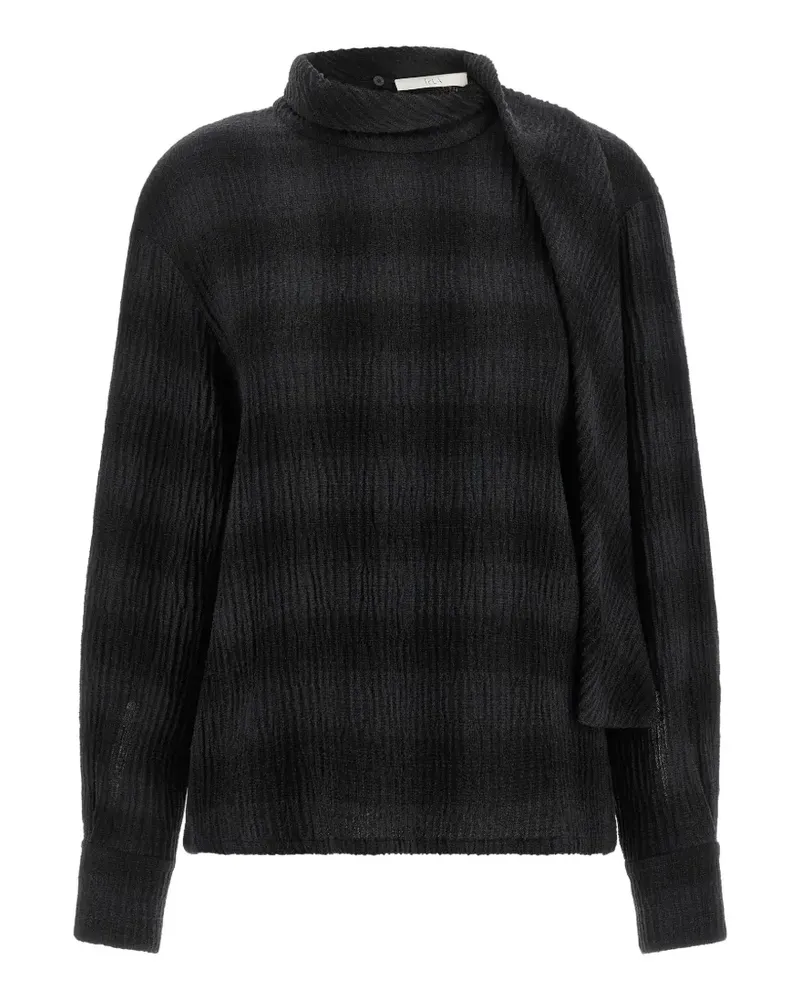 TELA Bluse in Knitteroptik mit Schaldetail - Grau Grau