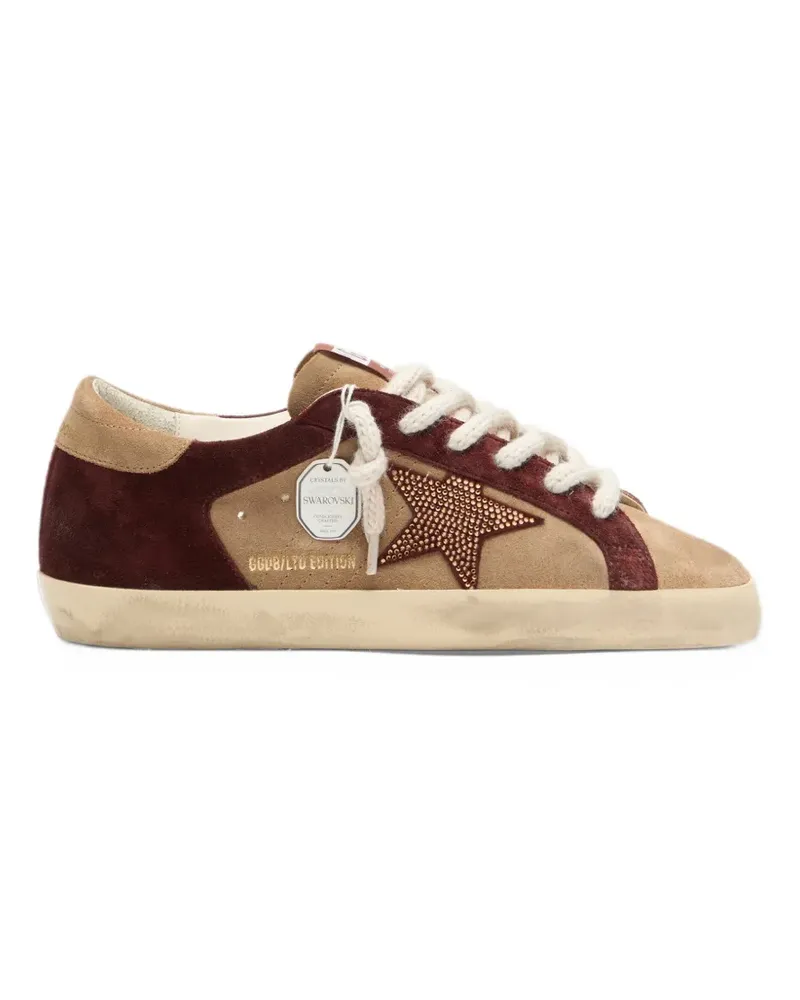 Golden Goose Super-Star LTD Sneakers aus beigem und braunem Wildleder mit Swarovski-Stern - Nude Nude