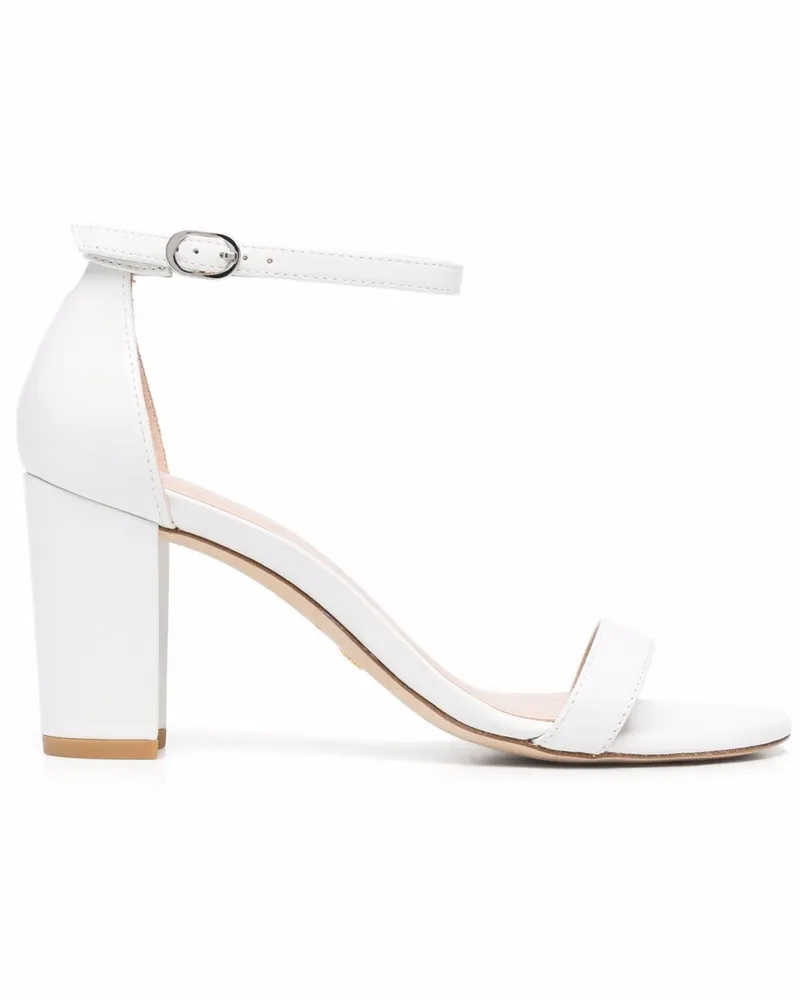 Stuart Weitzman Nearlynude Sandalen mit Blockabsatz - Weiß Weiß