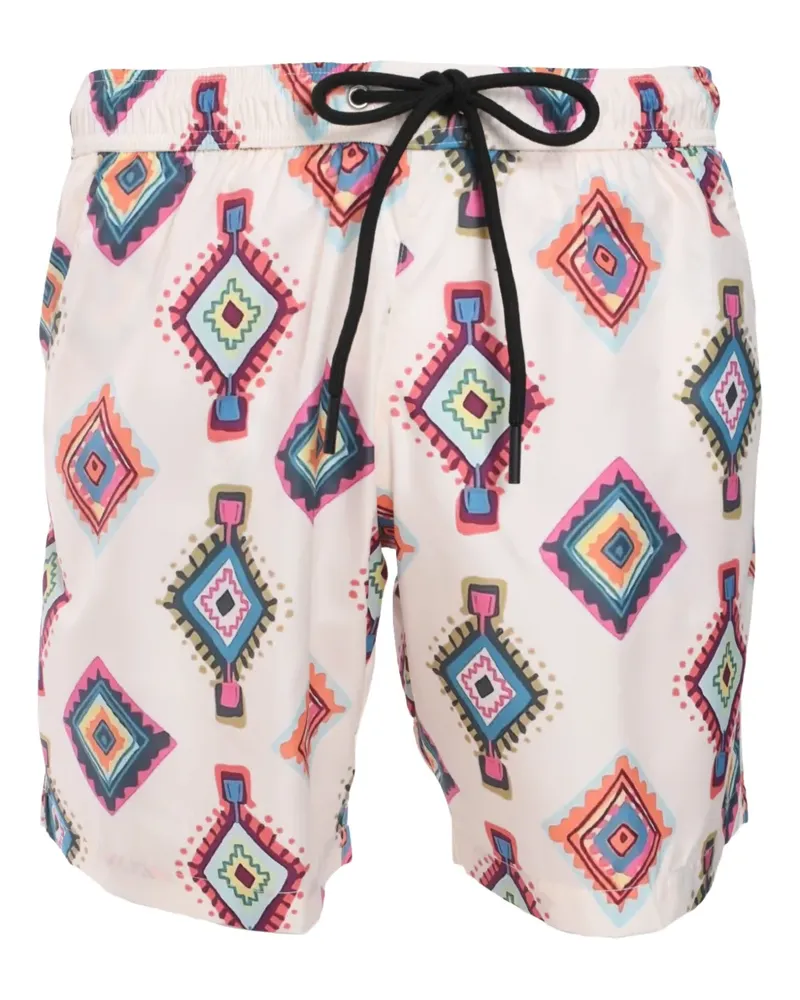 MAUNA KEA Badeshorts mit geometrischem Print - Weiß Weiß